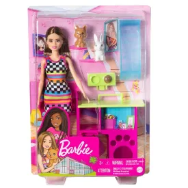 Barbie Doll With Puppy & Bunny Pet Playhouse Playset