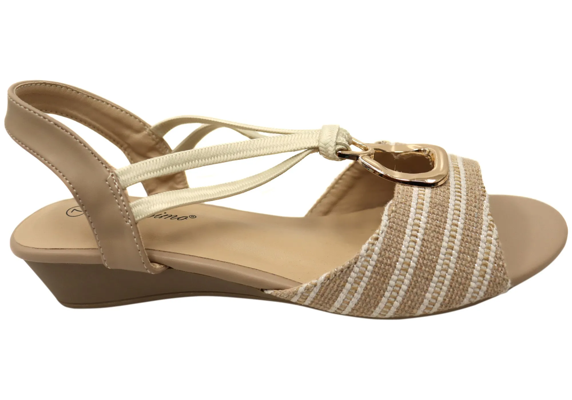 Bellissimo Sienna Womens Comfortable Low Wedge Sandals