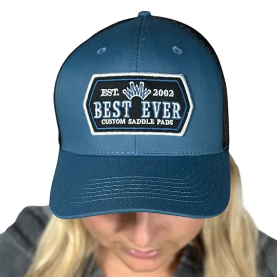 Best Ever Pacific Blue Trucker Hat with Black Patch