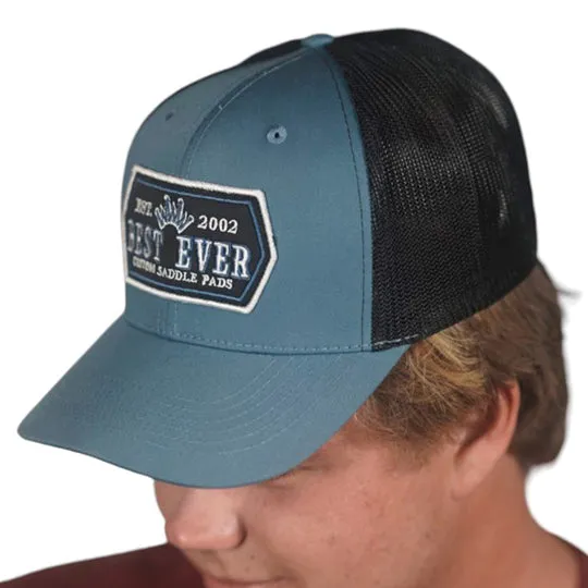 Best Ever Pacific Blue Trucker Hat with Black Patch