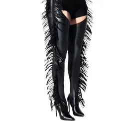 Black Fringe Western Boots