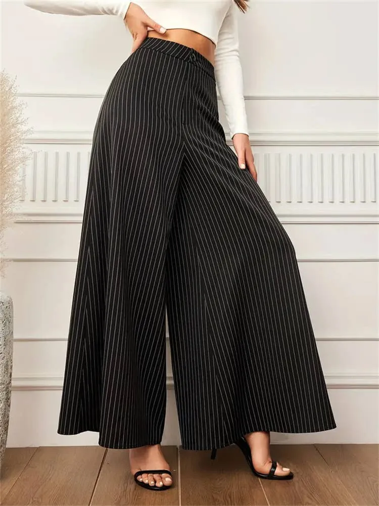 BUTTON-STRIPED BAGGY WIDE-LEG PANTS_CWBLP0680