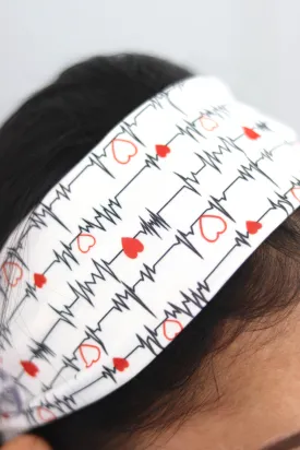 Cardiogram Heartbeat Head band - White