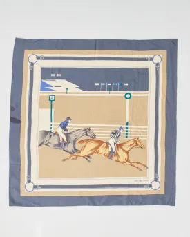 Celine Blue/Beige Polo Design Silk Scarf