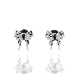 Diamonique Bow Double Studs - B/W