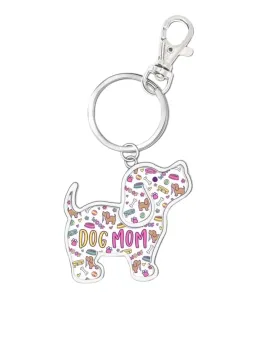 DOG MOM PATTERN PUP KEY RING