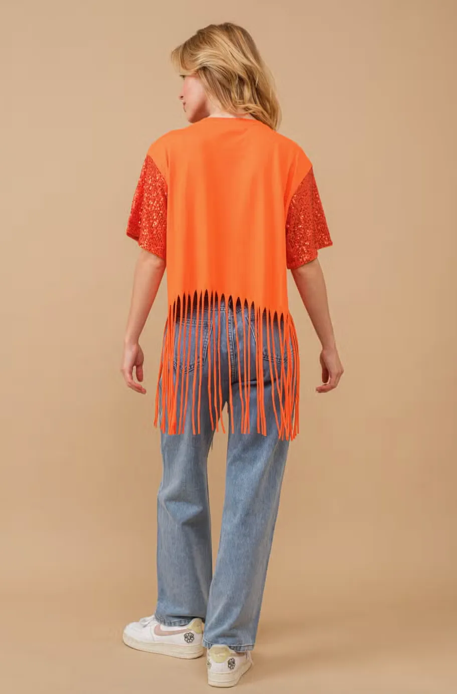 Football Sequin Fringe Tee