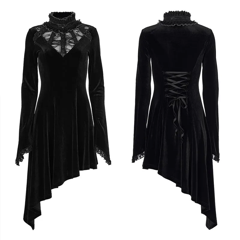 Gothic Asymmetric Elegant Velvet Lace Dress