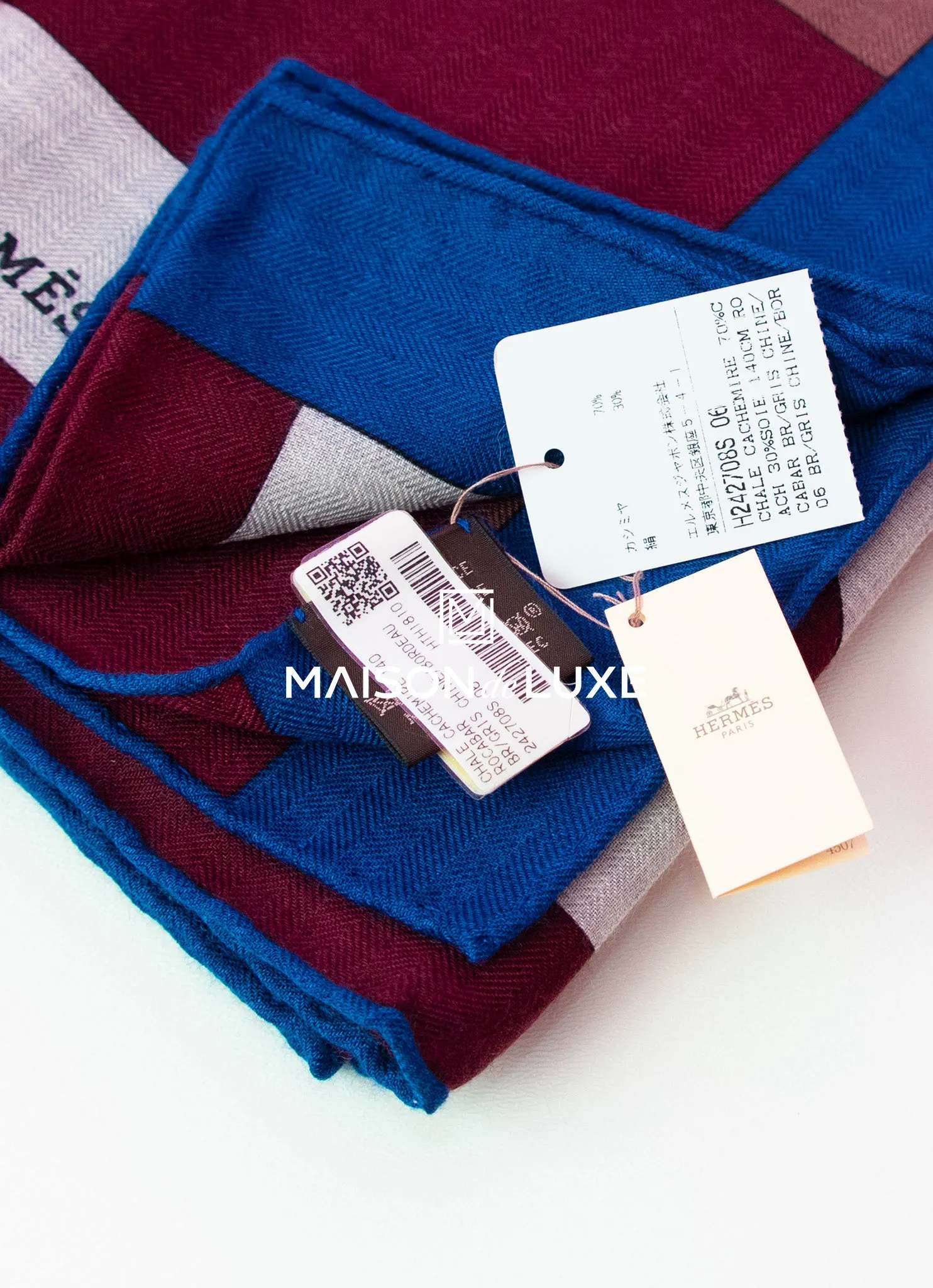 Hermes "Rocabar" Red Cashmere 140 GM Shawl