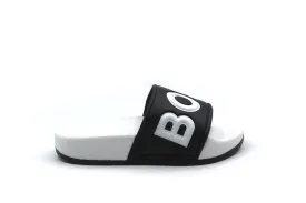 Hugo Boss White Logo Slides