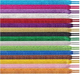 MarJunSep | Shimmery glitter 42" Solid Colors Flat Shoelaces