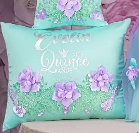 Mint Lilac quinceanera kneeling pillow, shoes pillow