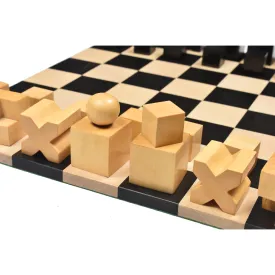 Slightly Imperfect 1923 Bauhaus Combo Chess Set - Ebonised Boxwood Chess Pieces   Ebony Chess Board - Warehouse Clearance - USA Shipping Only