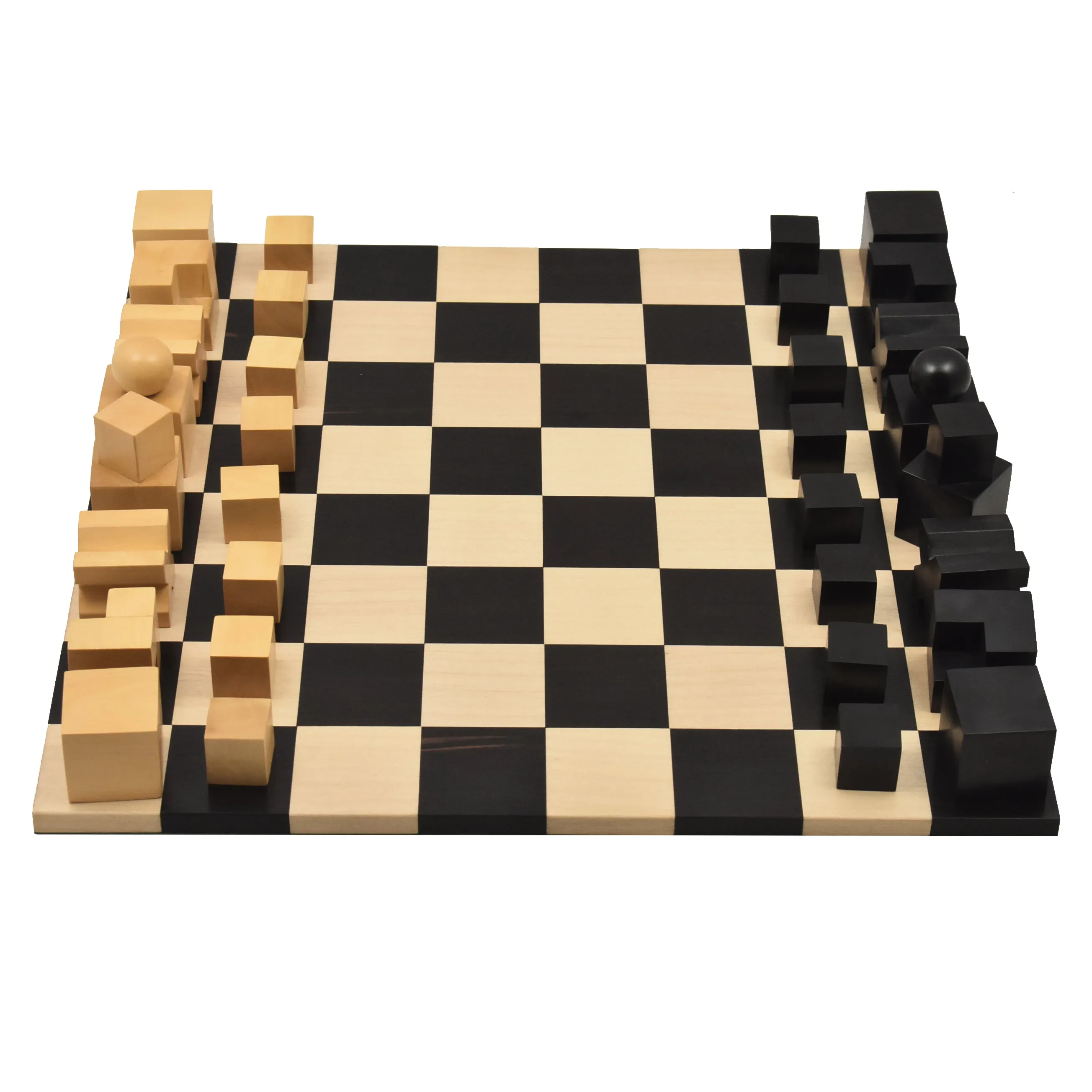 Slightly Imperfect 1923 Bauhaus Combo Chess Set - Ebonised Boxwood Chess Pieces   Ebony Chess Board - Warehouse Clearance - USA Shipping Only